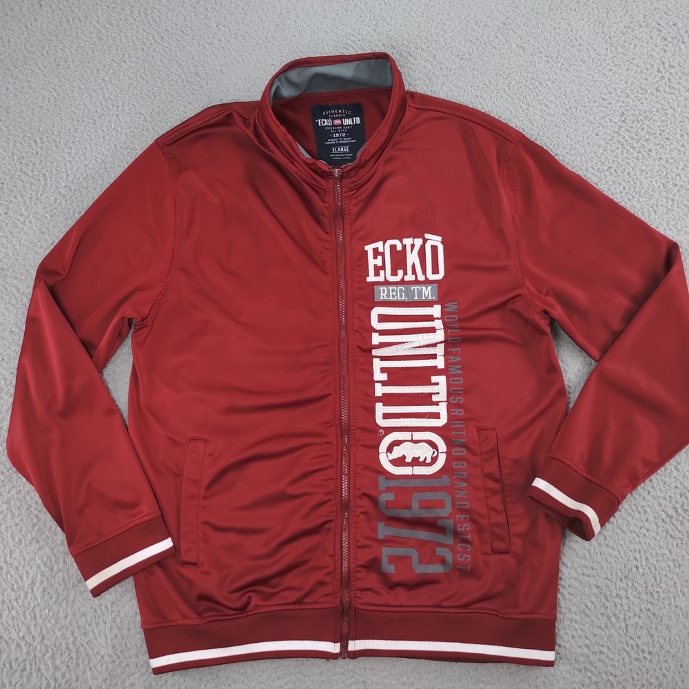 Ecko Unltd Jacket Mens XL Red Track 1972 Authentic Classic Fit Training Full Zip